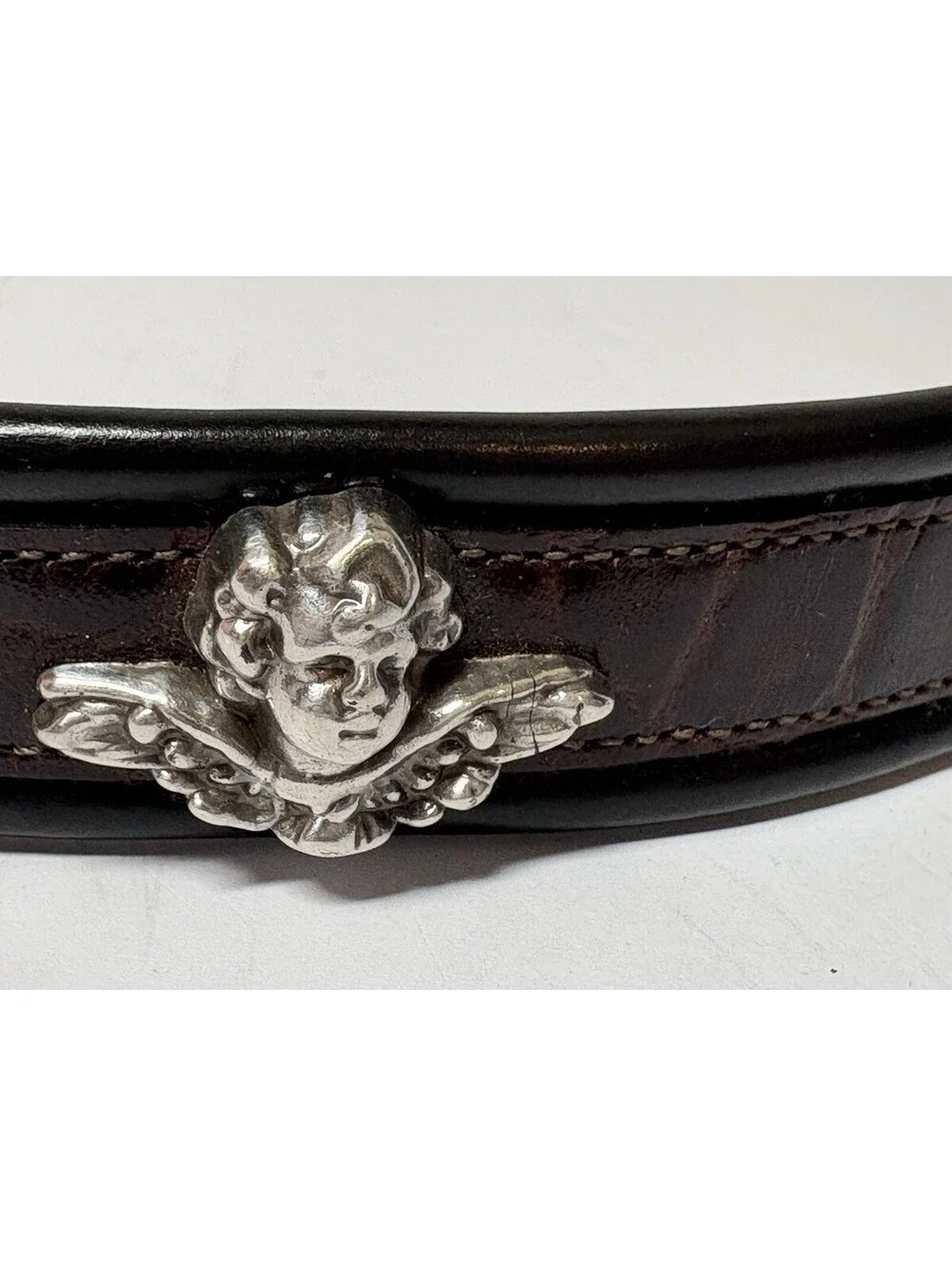 Nadim Western 90’s Brown Leather Belt Angel Concho Alligator Textured Sz XL VGT